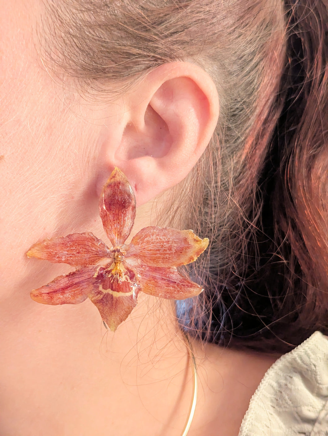 Boucles d'oreilles Orchidée rouge